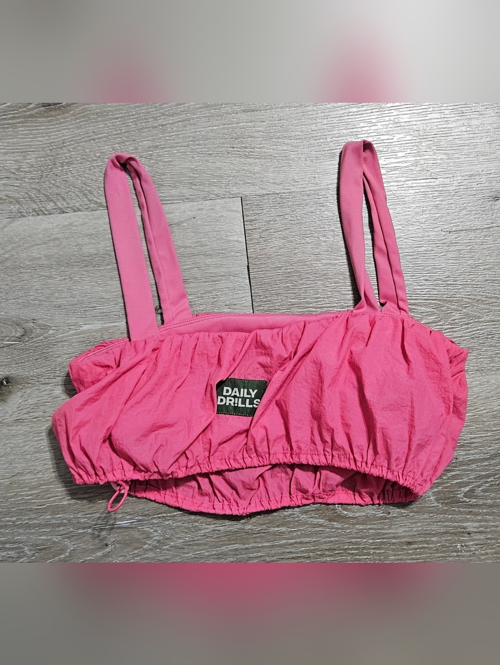 Daily Drills Pink Nylon Bubble Athleisure Preppy Running Workout Sports Bra Xs